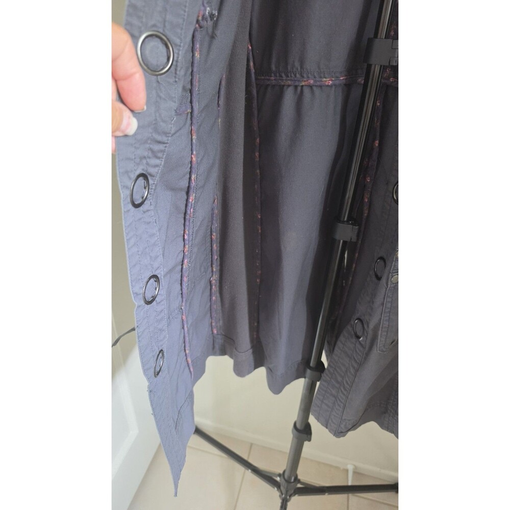 Free People Utility Trench Coat Jacket Women’s Sz 8 Gray Mixed Media Boho Cargo - Picture 9 of 12